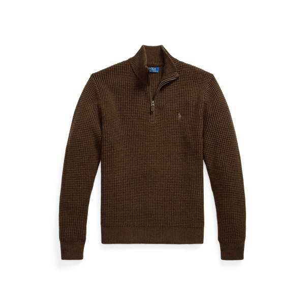 Jersey de lana y algod&oacute;n en punto waffle Polo Ralph Lauren en Jaspeado marr&oacute;n wengu&eacute; 1