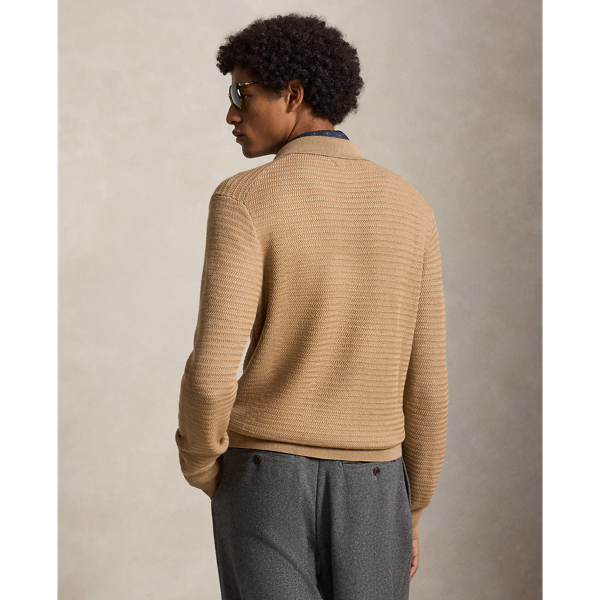 Washable Wool Polo Collar Cardigan