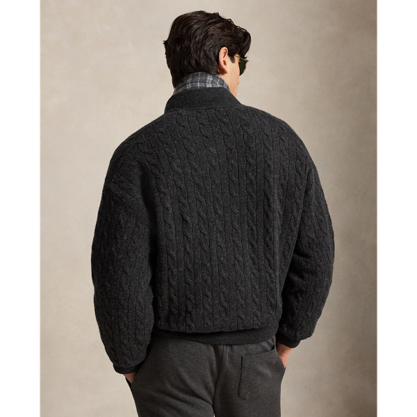 Relaxed Fit Cable-Knit Jumper Jacket