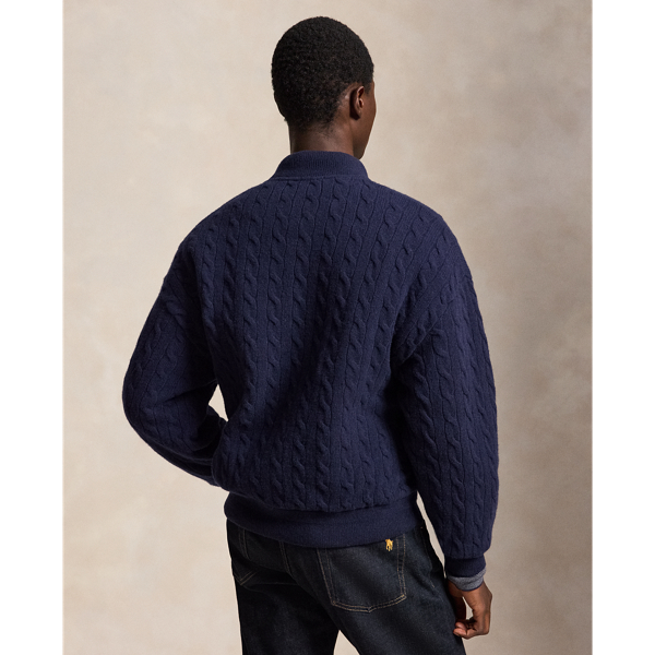 Relaxed Fit Cable-Knit Jumper Jacket