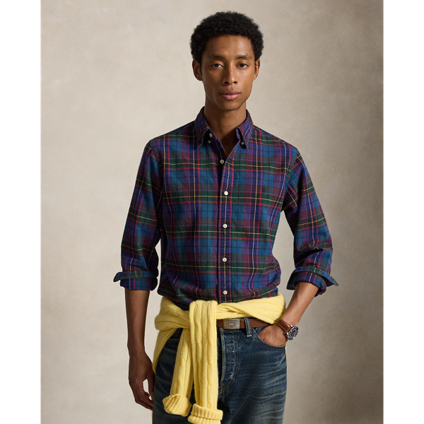 Classic Fit Plaid Brushed Oxford Shirt