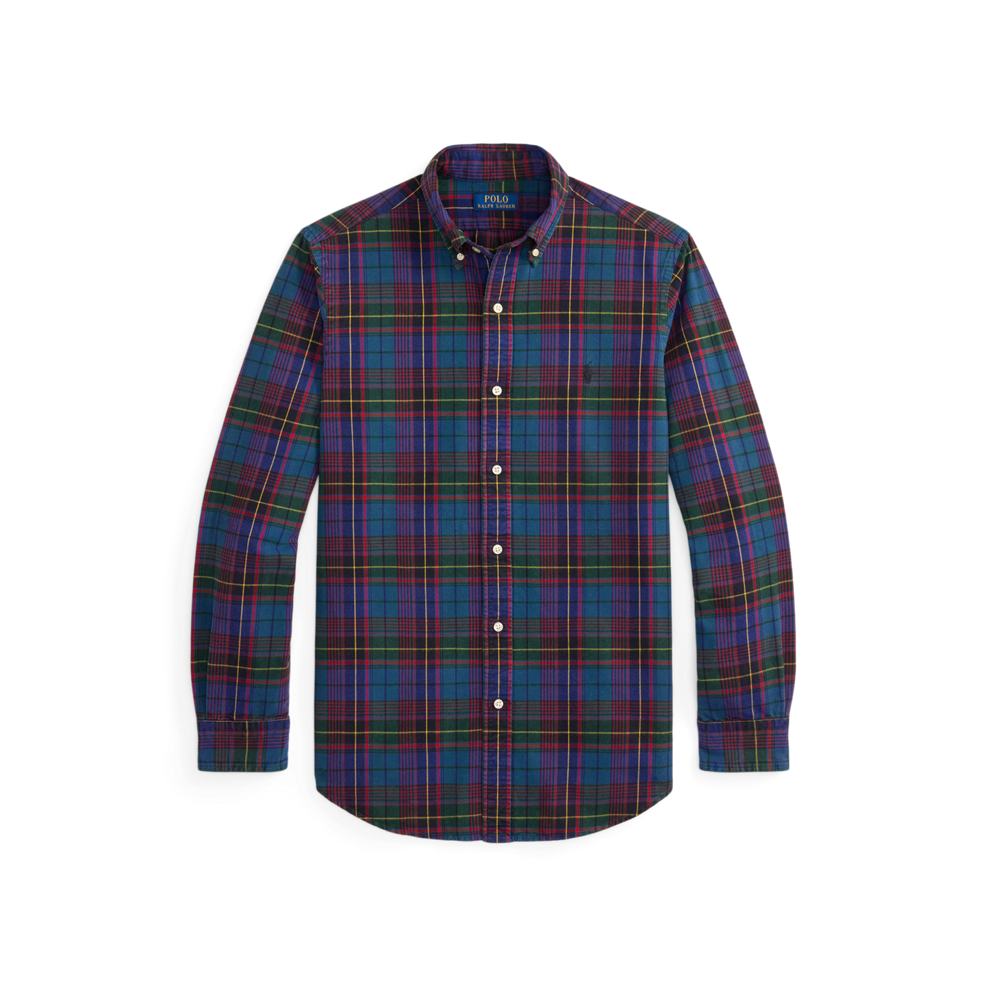 Мужская рубашка Ralph Lauren Classic Fit Plaid Brushed Oxford, цвет: Зелёный / Синий разноцветный — фото 5