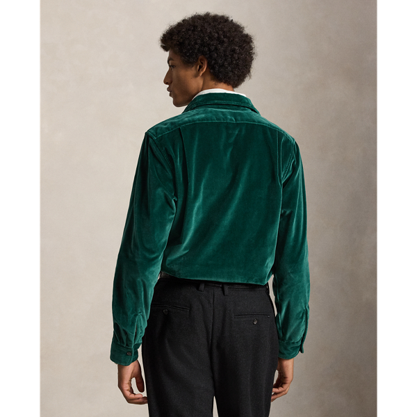 Moss Agate Classic Fit Embroidered Velvet Shirt Polo Ralph Lauren 3