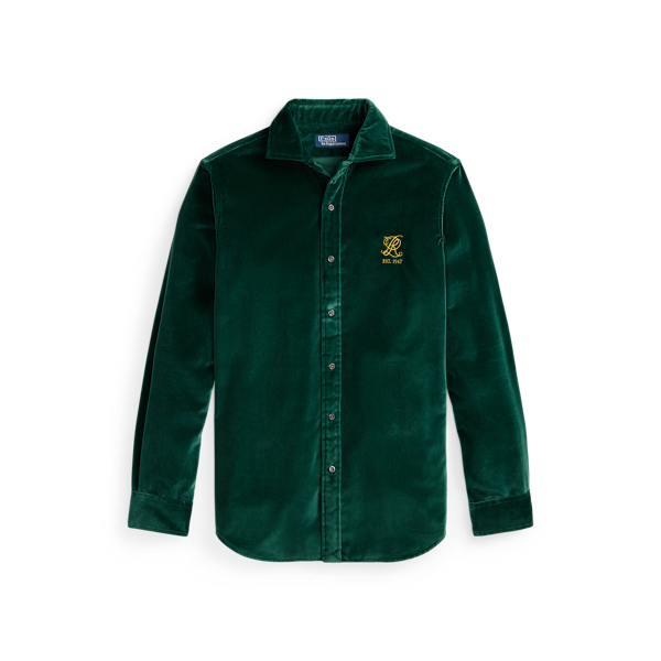 Classic Fit Embroidered Velvet Shirt