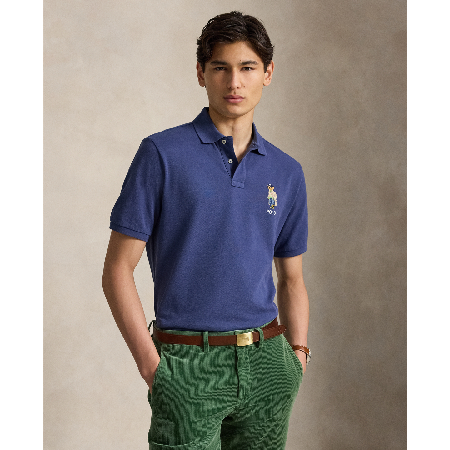 Мужское поло Ralph Lauren Classic Fit Polo Bear Mesh Polo, цвет: Светлый тёмно-синий — фото 5