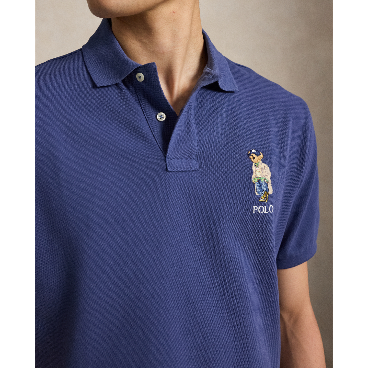 Мужское поло Ralph Lauren Classic Fit Polo Bear Mesh Polo, цвет: Светлый тёмно-синий — фото 3