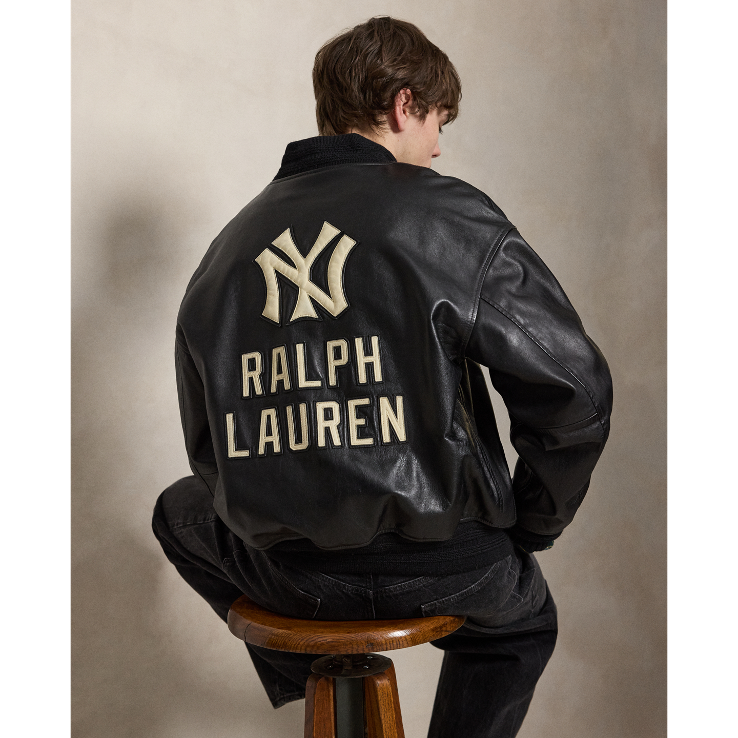 Мужская куртка Polo Ralph Lauren Yankees Leather, цвет: Чёрный — фото 1