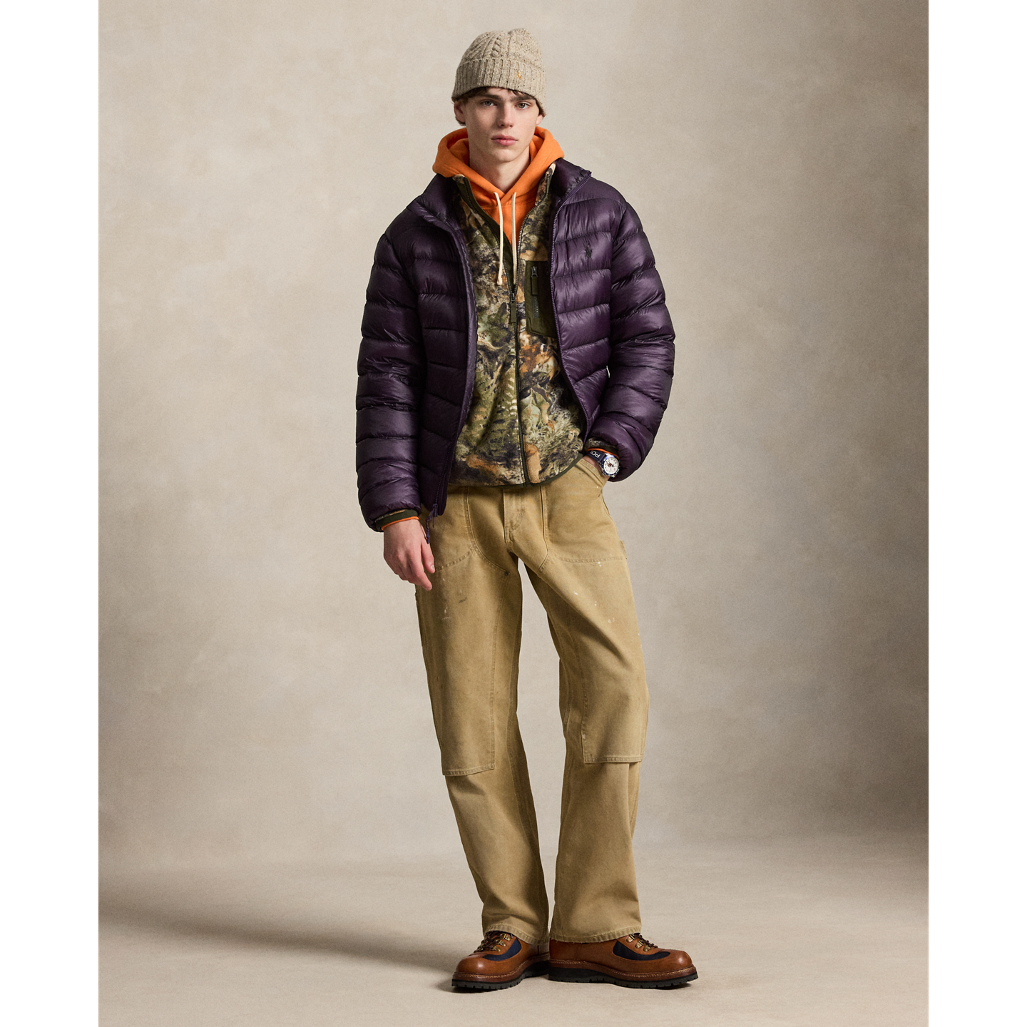 Мужская куртка Polo Ralph Lauren Relaxed Fit Forest-Print Fleece, цвет: Тёмно-зелёный камуфляжный — фото 1