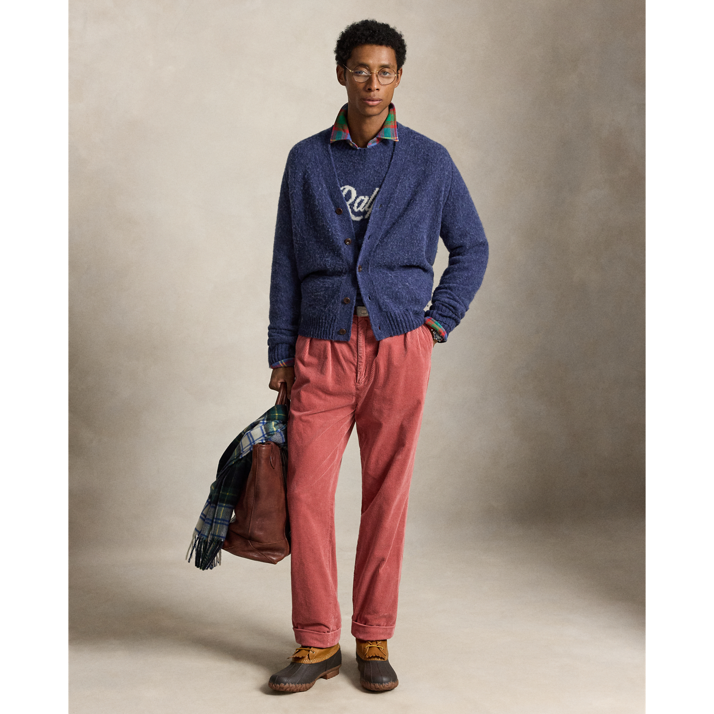 Мужской кардиган Ralph Lauren Suede-Patch Wool-Cashmere, цвет: Тёмно-синий — фото 1
