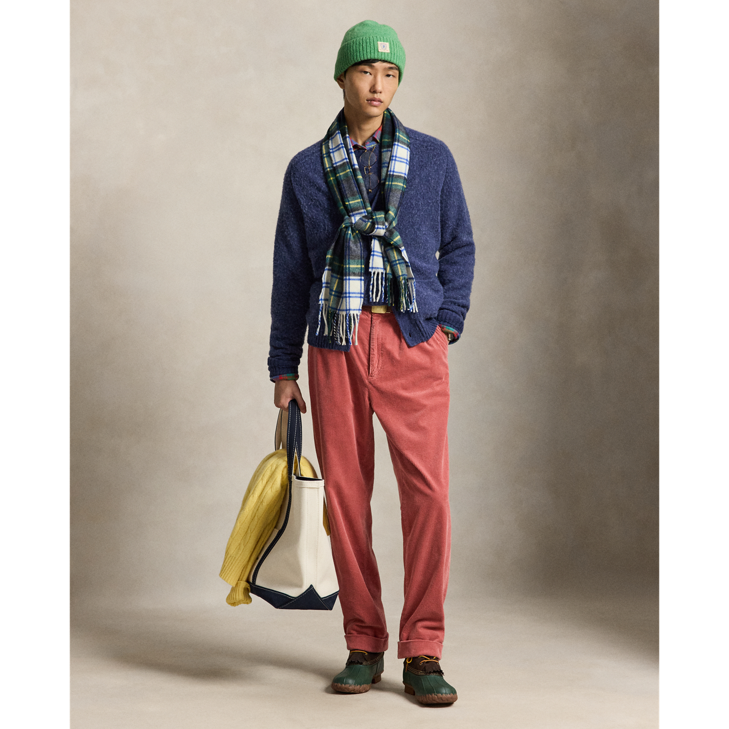 Мужской свитер Polo Ralph Lauren Suede-Patch Wool-Cashmere, цвет: Тёмно-синий — фото 1