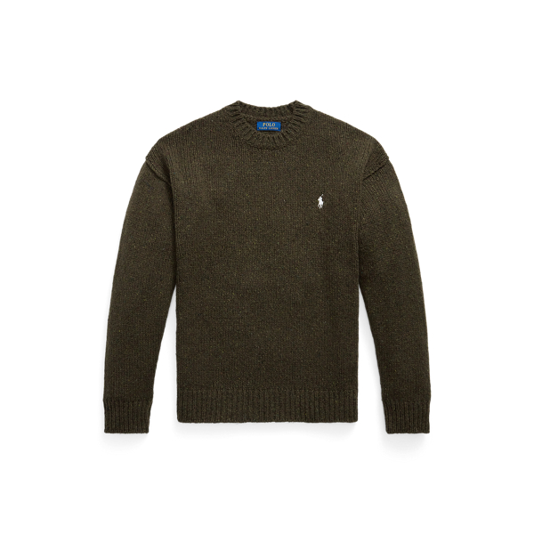 Olive Brown Marl Wool-Blend Crewneck Jumper Polo Ralph Lauren 1