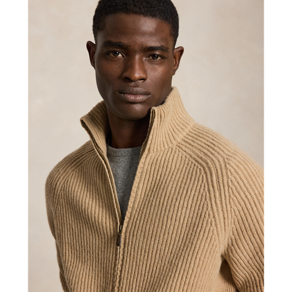 Pull zipp&eacute; laine et cachemire