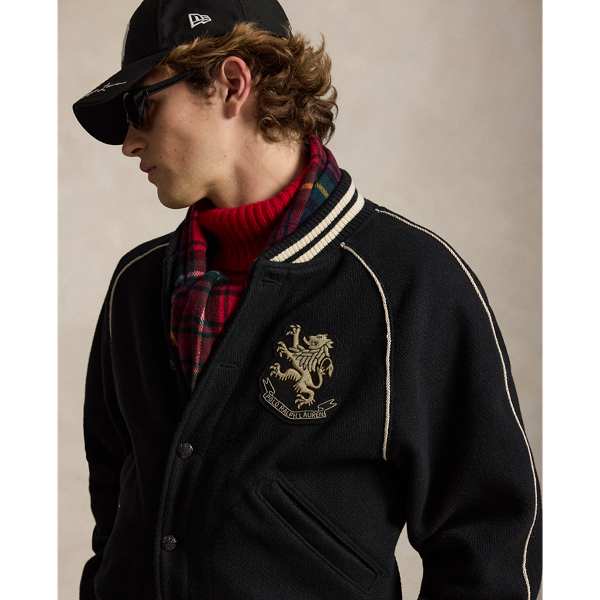 Veste laine &agrave; patch broderie bullion
