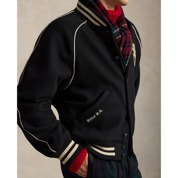 Veste laine &agrave; patch broderie bullion