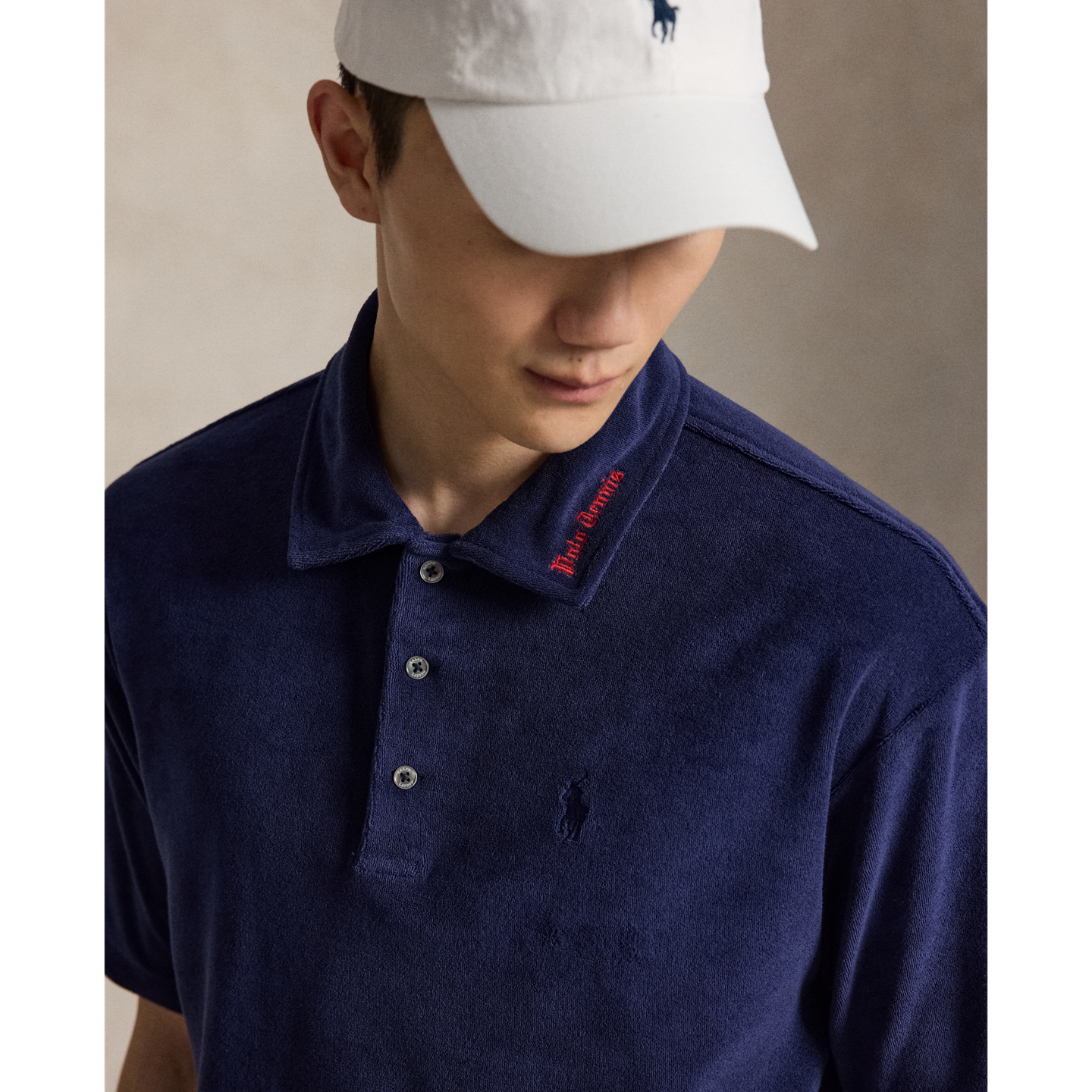 Мужская махровая рубашка-поло Ralph Lauren свободного кроя, цвет: Тёмно-синий — фото 3