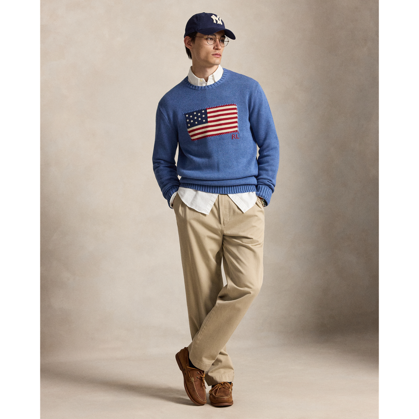 Мужской свитер Ralph Lauren The Iconic Flag, цвет: Синий меланжевый — фото 1