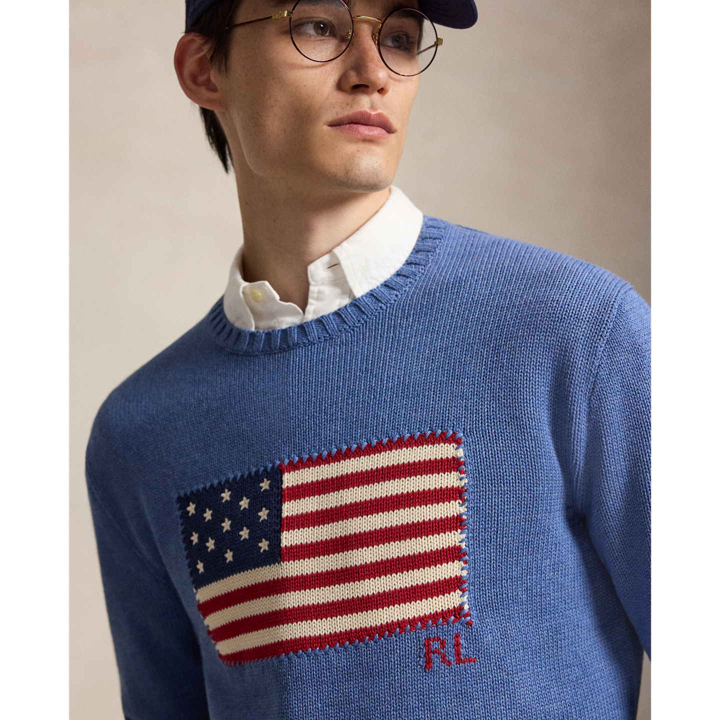 Мужской свитер Ralph Lauren The Iconic Flag, цвет: Синий меланжевый — фото 3