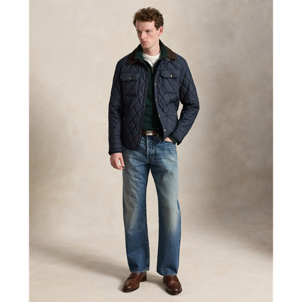 Checked Estate-Rib Quarter-Zip Pullover
