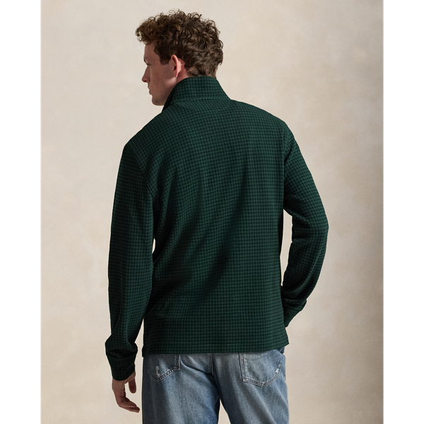 Checked Estate-Rib Quarter-Zip Pullover