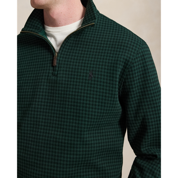 Checked Estate-Rib Quarter-Zip Pullover