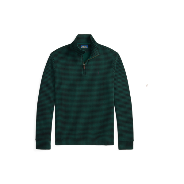 Checked Estate-Rib Quarter-Zip Pullover
