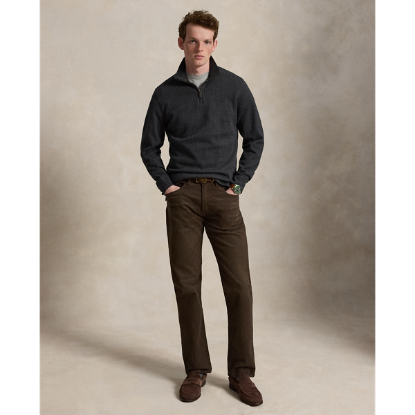 Plaid Estate-Rib Quarter-Zip Pullover