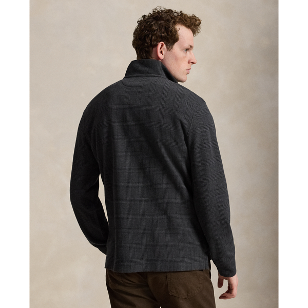 Plaid Estate-Rib Quarter-Zip Pullover