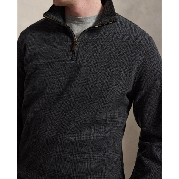 Plaid Estate-Rib Quarter-Zip Pullover
