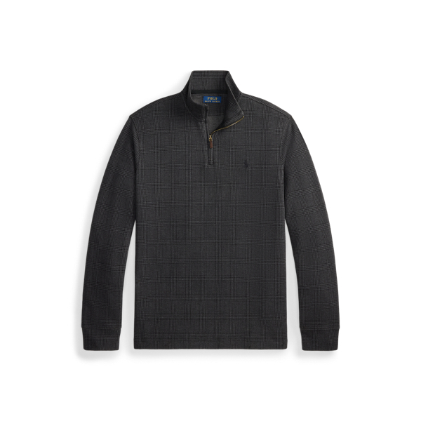 Plaid Estate-Rib Quarter-Zip Pullover