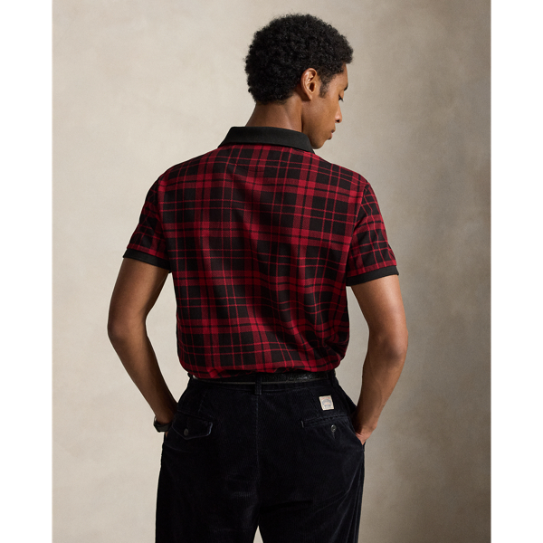 Custom Slim Fit Plaid Mesh Polo Shirt