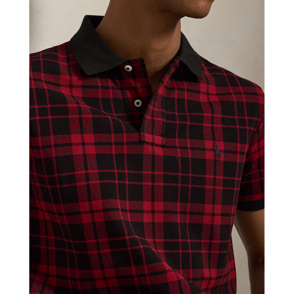 Custom Slim Fit Plaid Mesh Polo Shirt