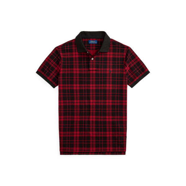 Custom Slim Fit Plaid Mesh Polo Shirt