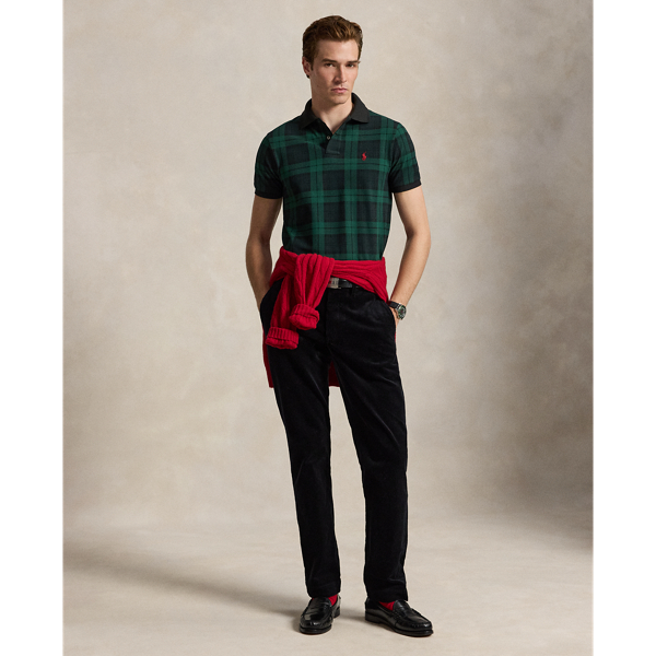 Custom Slim Fit Plaid Mesh Polo Shirt