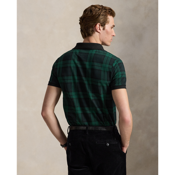Custom Slim Fit Plaid Mesh Polo Shirt