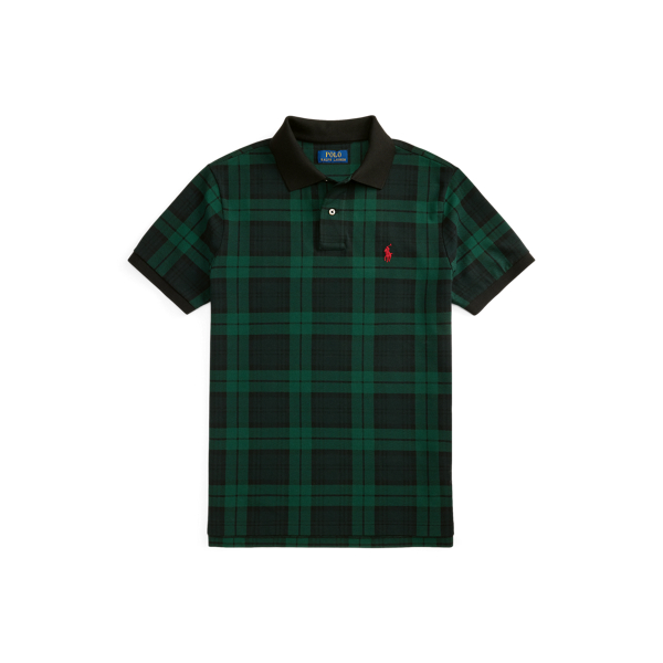 Custom Slim Fit Plaid Mesh Polo Shirt
