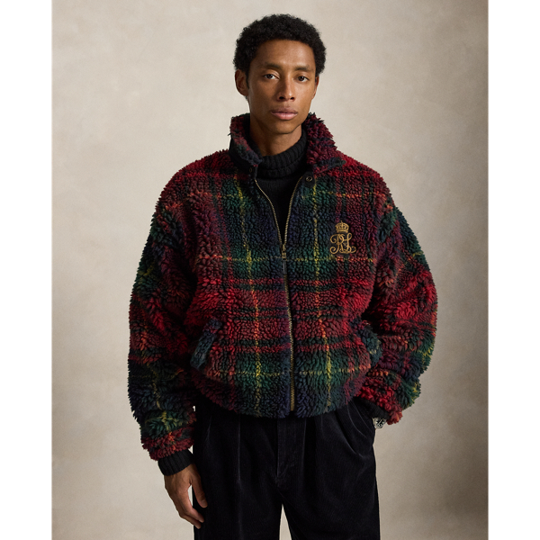 Relaxed-Fit Fleecejacke mit Karomuster
