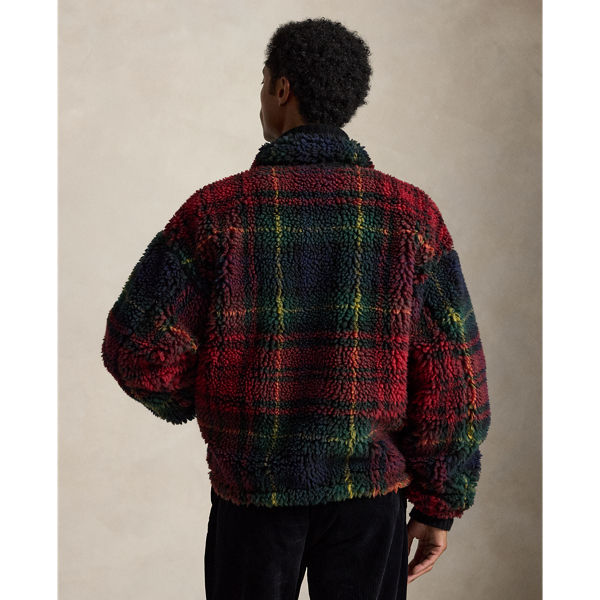 Relaxed-Fit Fleecejacke mit Karomuster