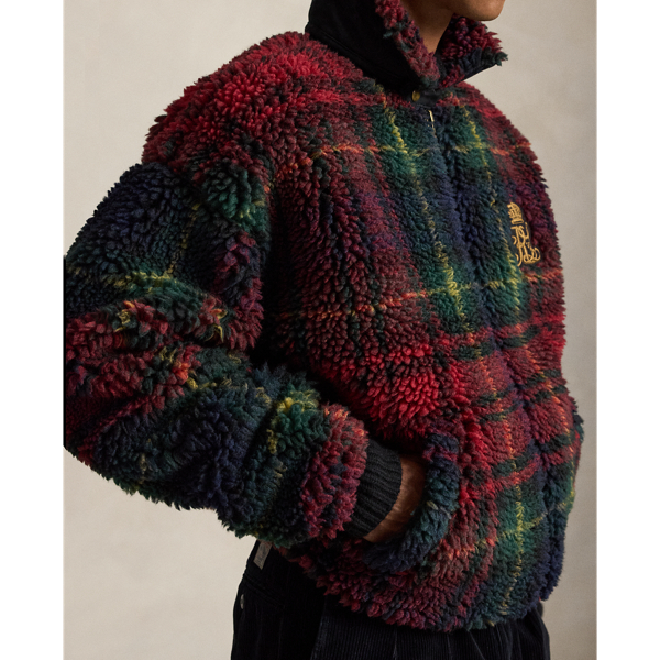 Relaxed-Fit Fleecejacke mit Karomuster
