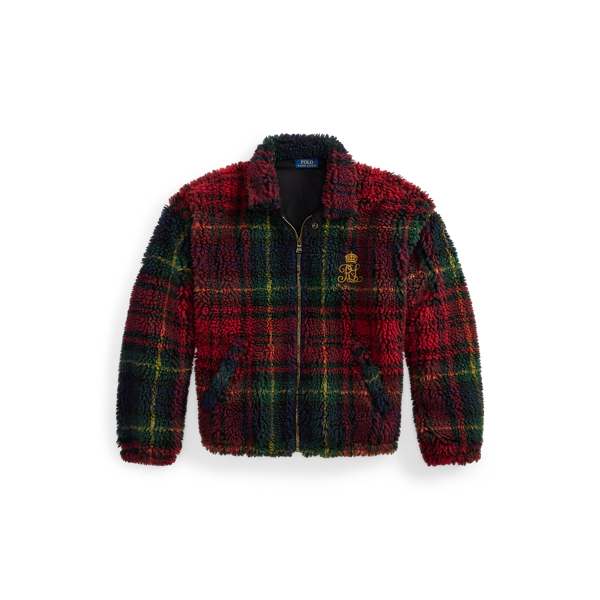 Relaxed-Fit Fleecejacke mit Karomuster