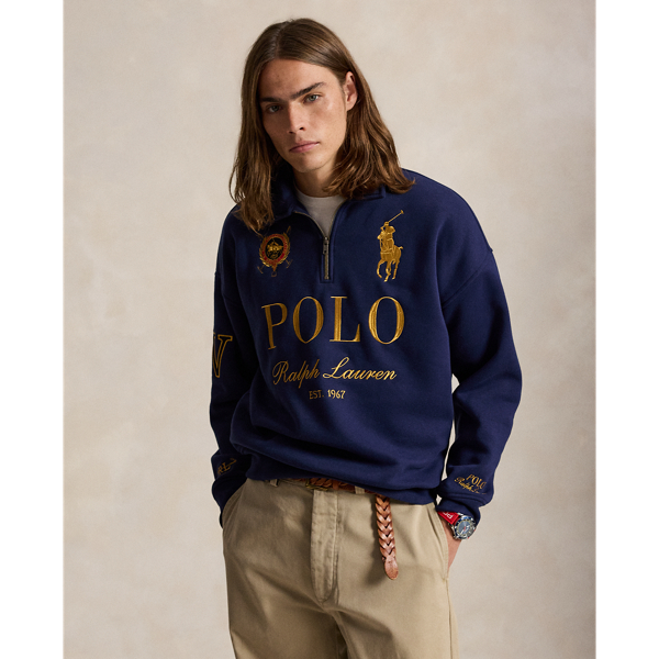 Relaxed Fit Big Pony Collared Sweatshirt