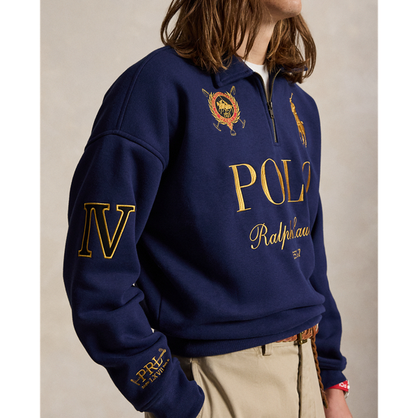 Relaxed Fit Big Pony Collared Sweatshirt