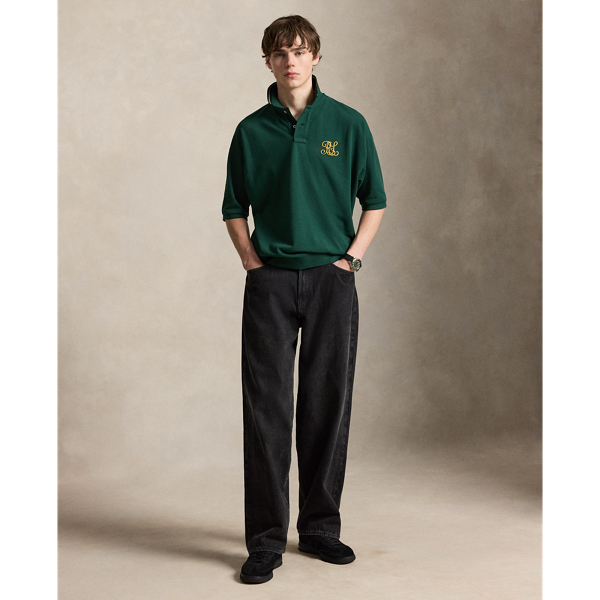 Relaxed Fit Crest Mesh Polo Shirt