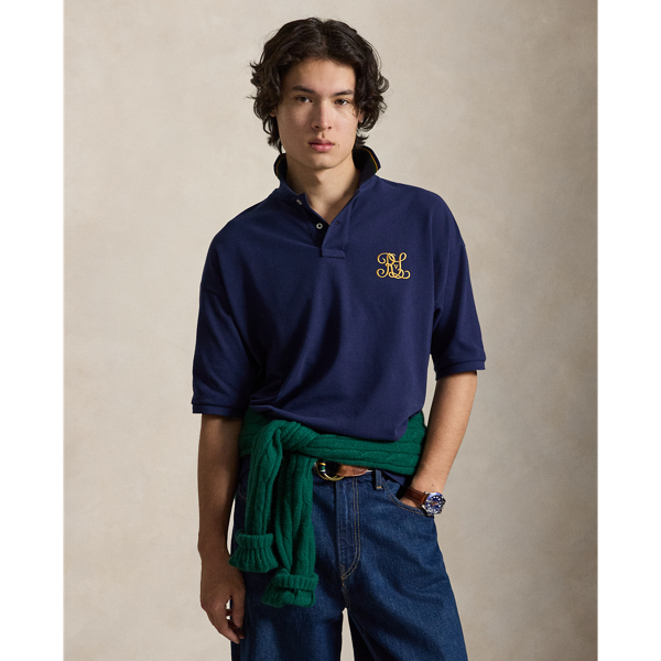 Relaxed-Fit Piqu&eacute;-Poloshirt mit Wappen