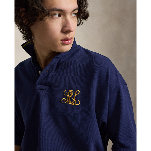 Relaxed-Fit Piqu&eacute;-Poloshirt mit Wappen