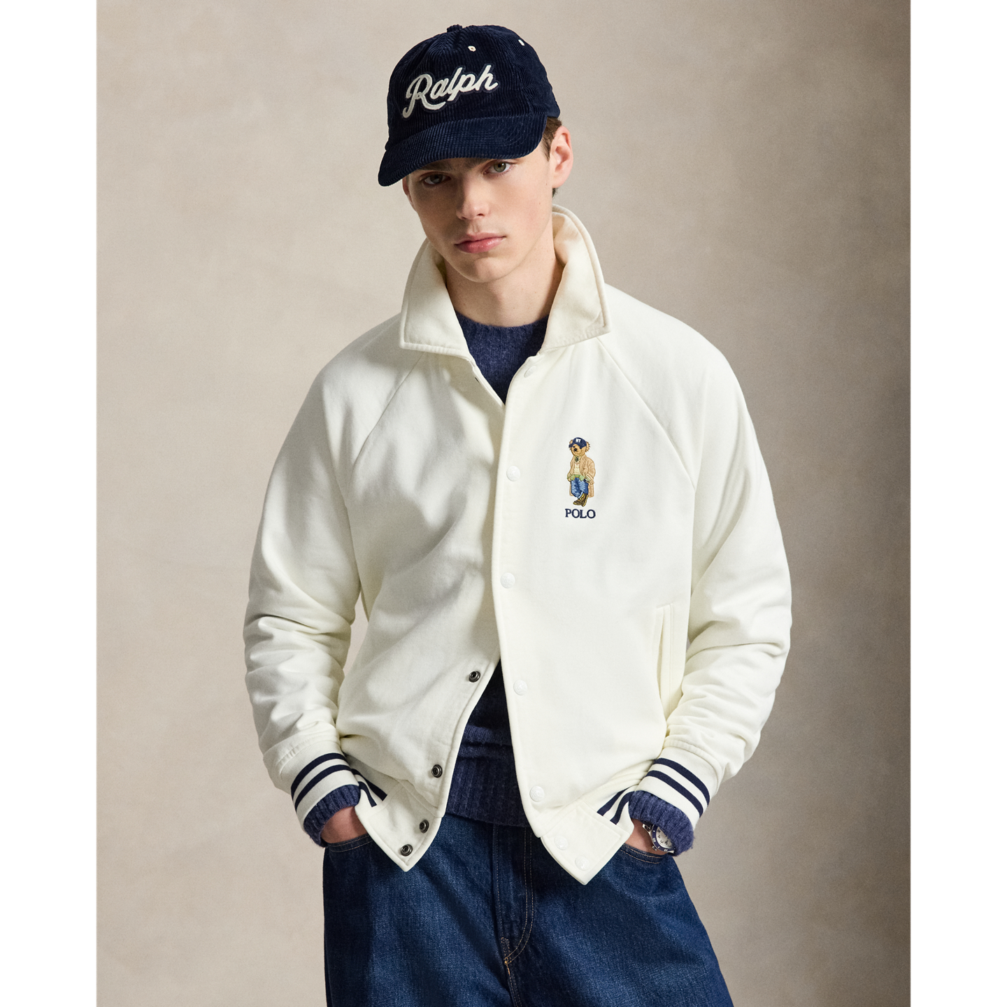 Мужская куртка Ralph Lauren The Bayport Vintage Fit Polo Bear, цвет: Кремовый — фото 4