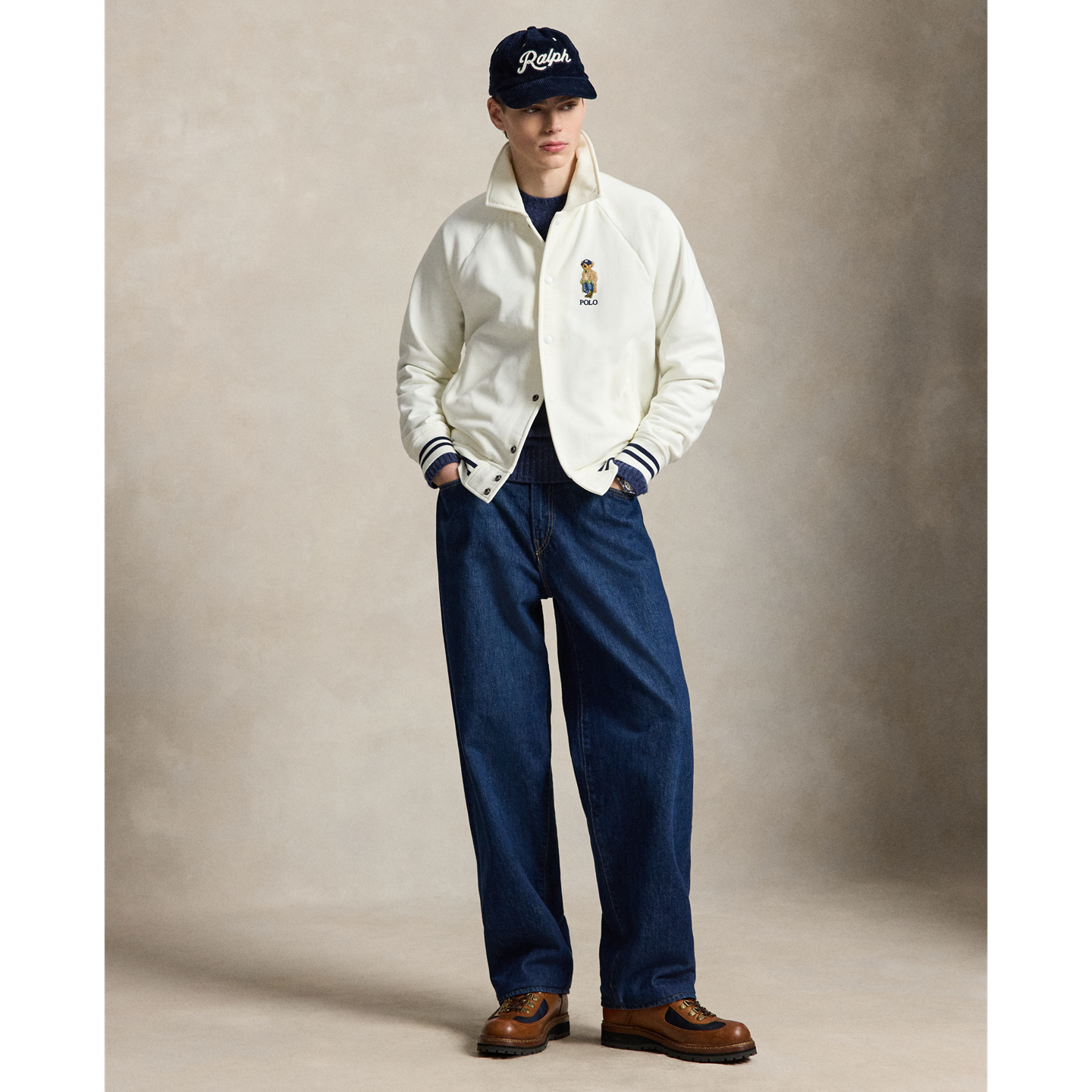 Мужская куртка Ralph Lauren The Bayport Vintage Fit Polo Bear, цвет: Кремовый — фото 1