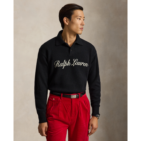Relaxed-Fit Logo-Wollpullover mit Alpaka