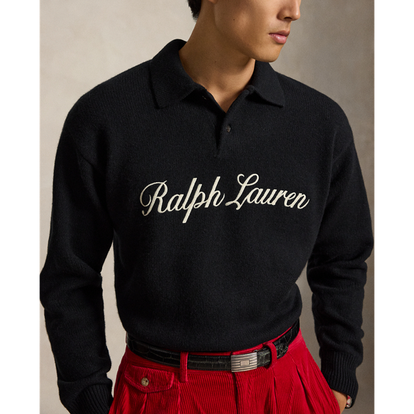 Relaxed-Fit Logo-Wollpullover mit Alpaka