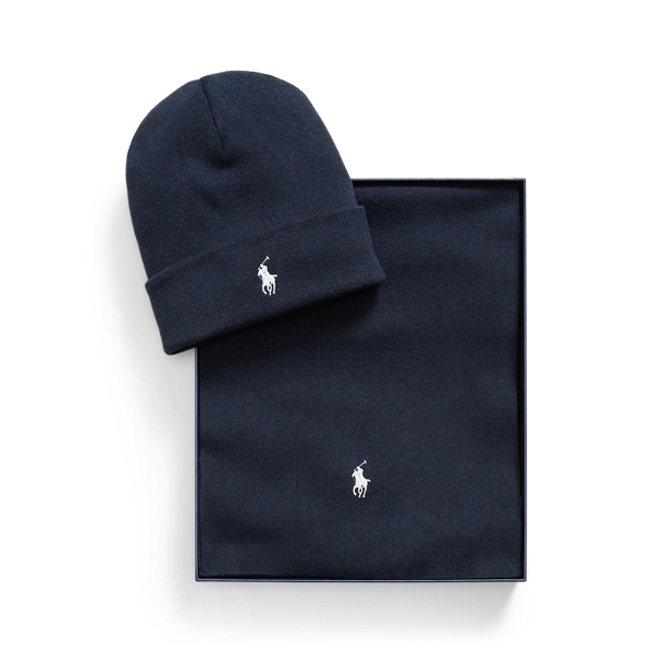 Rib-Knit Cotton Beanie & Scarf Gift Set