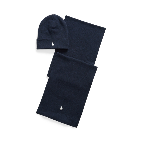 Rib-Knit Cotton Beanie & Scarf Gift Set